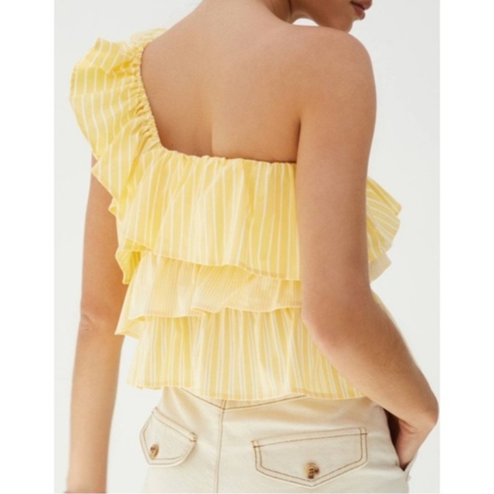 Anthropologie Maeve Ruffled One-Shoulder Blouse Size Extra Small - Picture 3 of 6